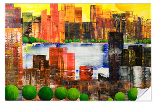 Selvklæbende plakat Skyline City, abstract