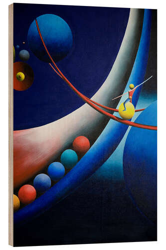 Quadro de madeira Tightrope walk among planets