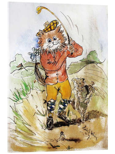 Acrylic print Cat in golf