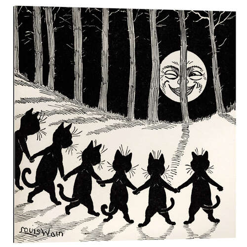 Gallery print Cats dancing at full moon