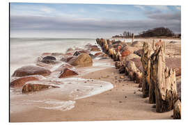 Aluminium print Groyne and stones on shore of the Baltic Sea