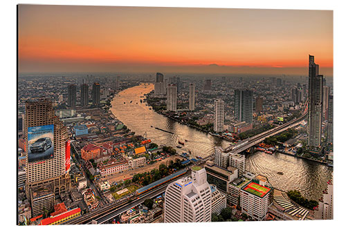 Cuadro de aluminio Bangkok y el río Chao Phraya al atardecer