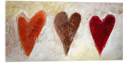 Akrylglastavla 3 hearts