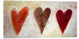 Tableau en verre acrylique  Trois cœurs - Tina Melz