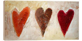 Obraz na drewnie  3 hearts - Tina Melz