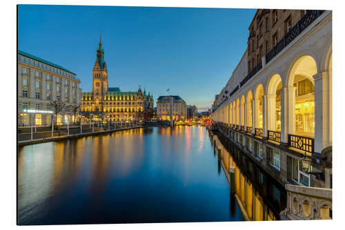 Aluminium print Hamburg Town Hall and Alsterarkaden