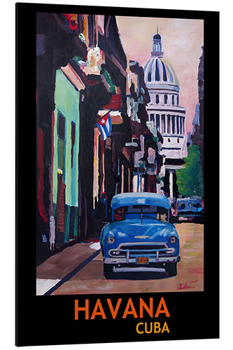 Quadro em alumínio Vintage car street scene in Havana