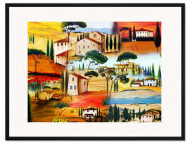 Gerahmter Kunstdruck Toskana Collage