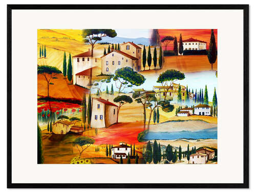 Gerahmter Kunstdruck Toskana Collage