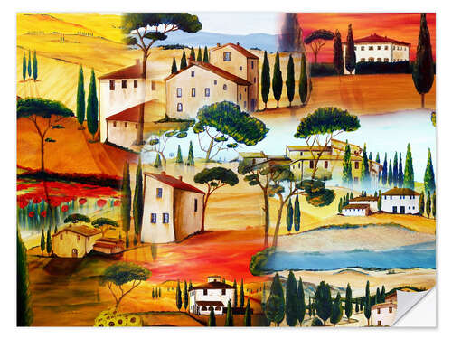 Självhäftande poster Tuscany Collage