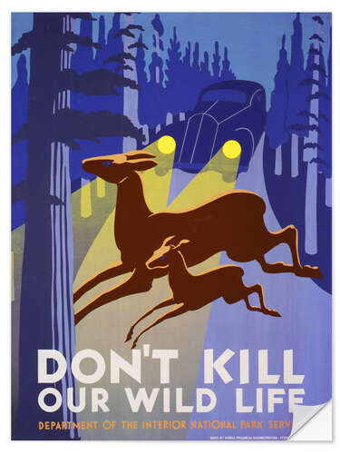 Selvklebende plakat Don't kill our wild life