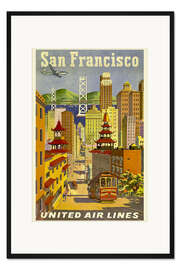 Gerahmter Kunstdruck San Francisco United Airlines