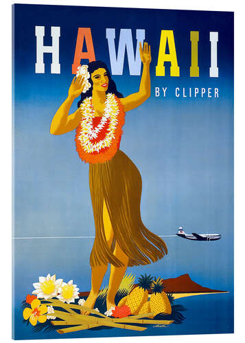 Tableau en verre acrylique Hawaii by Clipper vintage travel