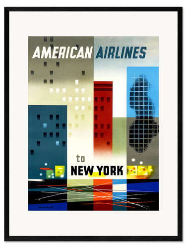 Ingelijste kunstdruk American Airlines to New York
