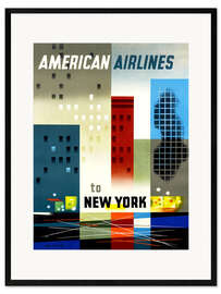 Ingelijste kunstdruk American Airlines to New York