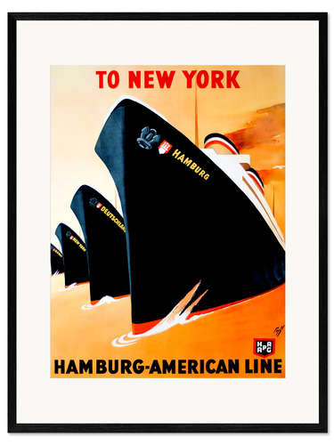 Kehystetty taidepainatus To New York hamburg american line