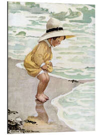 Magnettafel Ein kleines Mädchen spielt in den Wellen