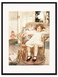 Gerahmter Kunstdruck Mädchen sitzt auf einem Stuhl