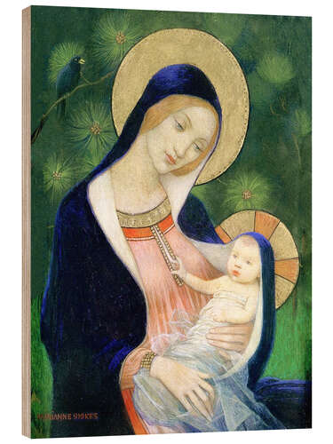 Wood print Madonna and child