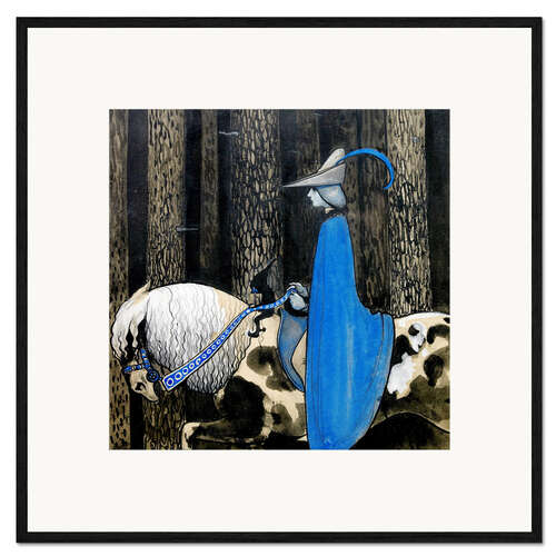 Ingelijste kunstdruk The blue Rider