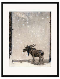 Gerahmter Kunstdruck Elch im Schnee