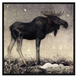 Gerahmter Kunstdruck Elch Skutt und Prinzessin Tuvstarr