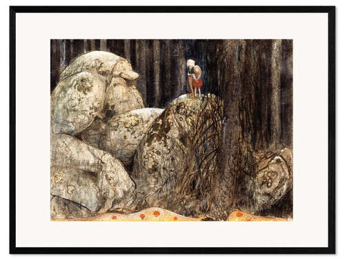 Ingelijste kunstdruk The Child and the Stone Troll