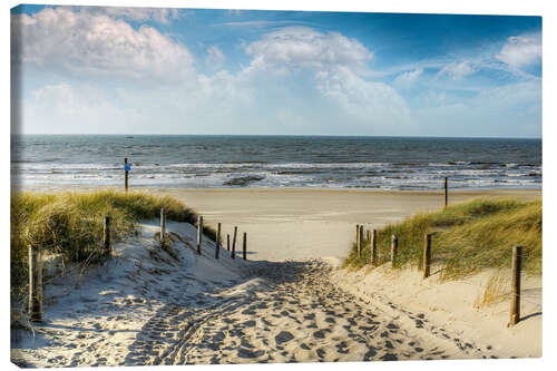 Canvas print Path through the dunes to the beach