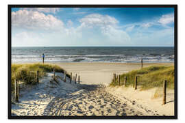 Gerahmter Kunstdruck Weg in den Dünen zum Strand