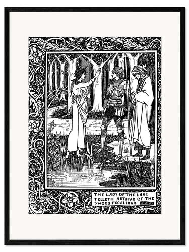 Impressão artística com moldura The Lady of the Lake and Arthur