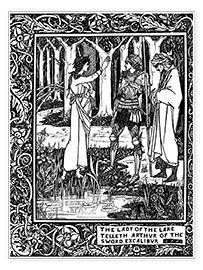 Wall print The Lady of the Lake and Arthur - Aubrey Vincent Beardsley