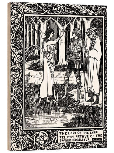 Wood print The Lady of the Lake and Arthur