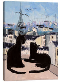 Canvas print Cats and doves over Paris