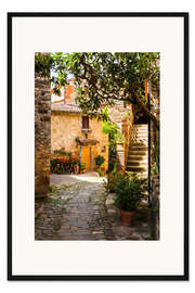 Gerahmter Kunstdruck Mediterrane Gasse, Toskana