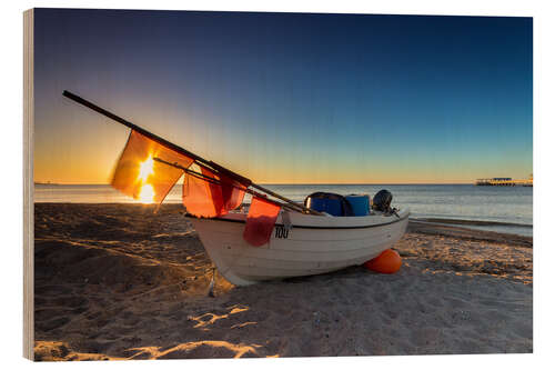 Holzbild Fischerboot an der Ostsee