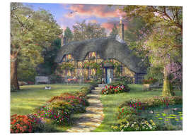 Foam board print Country house with rose garden