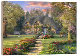 Quadro de madeira Country house with rose garden