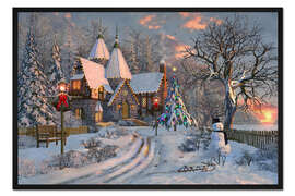 Gerahmter Kunstdruck Weihnachtshaus