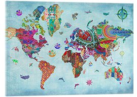 Stampa su vetro acrilico 24838 World Map Quilt (Variant 1)