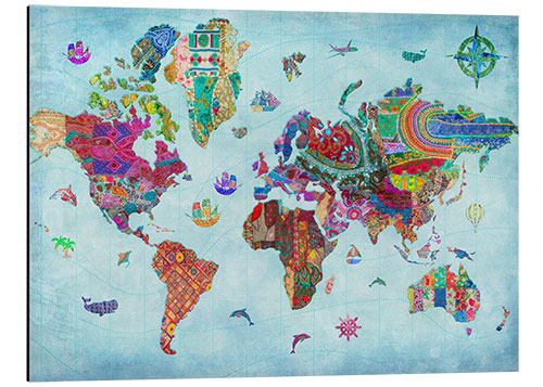 Aluminiumtavla 24838 World Map Quilt (Variant 1)