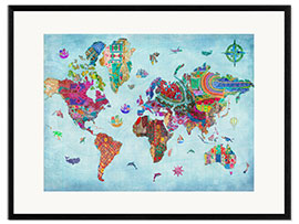 Innrammet kunsttrykk 24838 World Map Quilt (Variant 1)