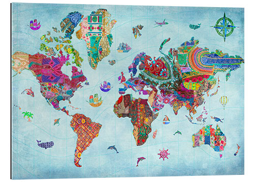 Tableau en plexi-alu Carte du monde en patchwork