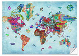 Vinilo para la pared 24838 World Map Quilt (Variant 1)