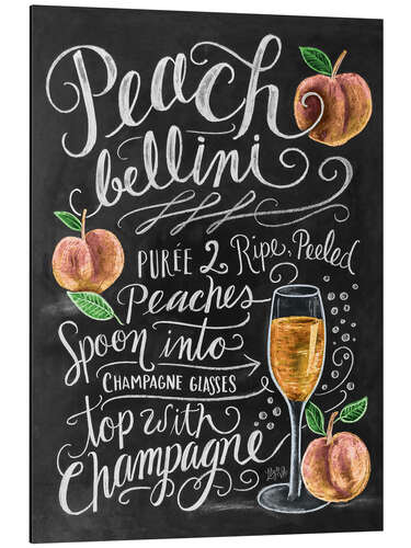 Tableau en aluminium Recette du Peach Bellini (anglais)