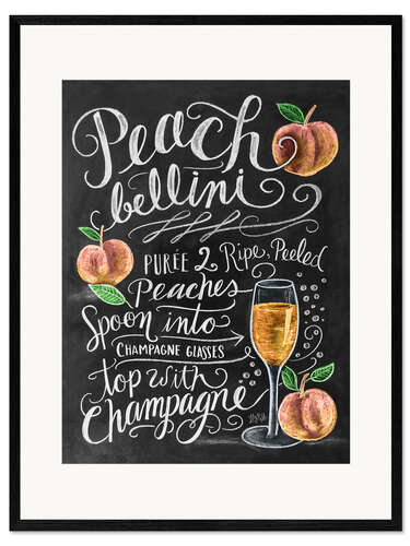 Impresión de arte enmarcada Receta de Peach Bellini (inglés)