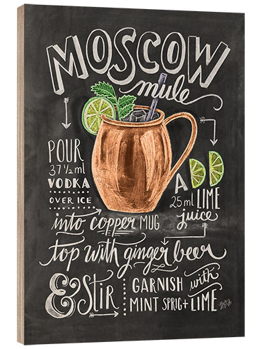 Tableau en bois Recette du Mule de Moscou (anglais)