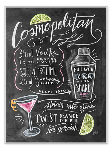 Poster Cosmopolitan recept (Engels)