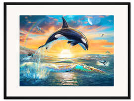 Gerahmter Kunstdruck Orca Morgenröte