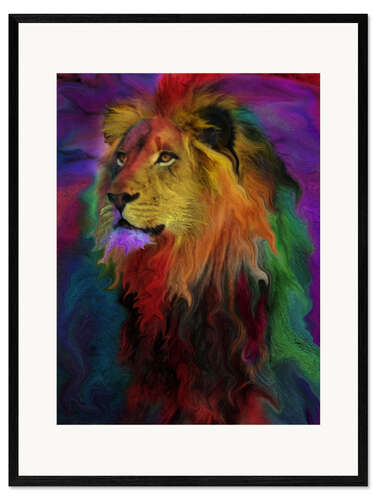 Framed art print Rainbow Lion