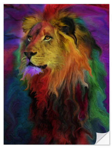 Muursticker Rainbow Lion